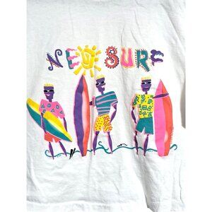 Vintage OP Womens Crop Top Neon Surfing 1989 Ocean Pacific Shirt Single Stitch